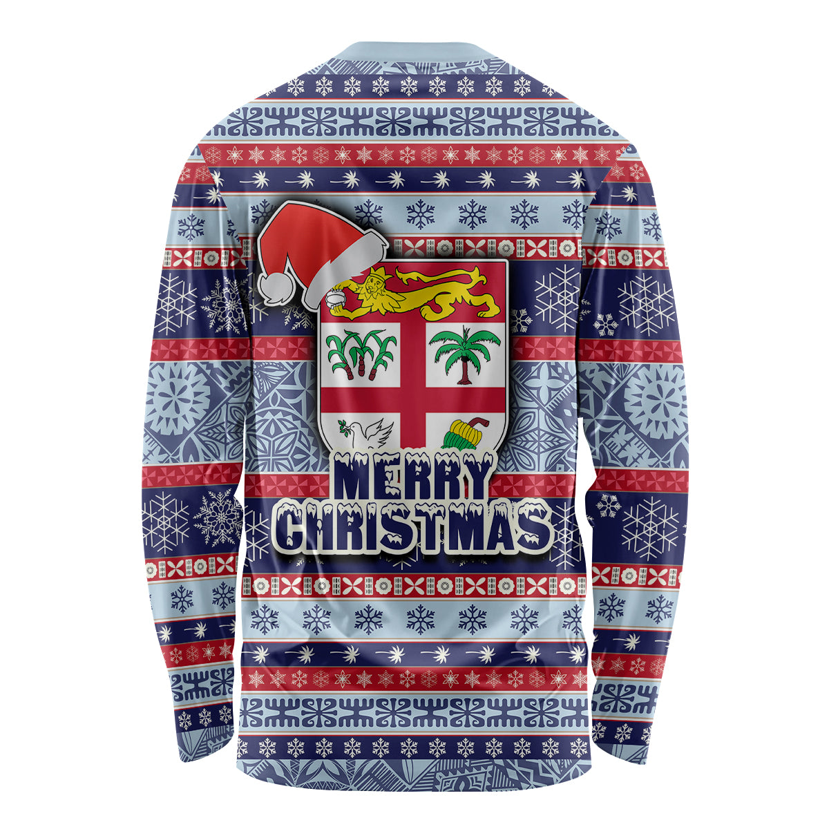 fiji-christmas-long-sleeve-shirt-fijian-santa-and-coat-of-arms-mix-tapa-pattern-striped-style