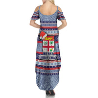 fiji-christmas-summer-maxi-dress-fijian-santa-and-coat-of-arms-mix-tapa-pattern-striped-style