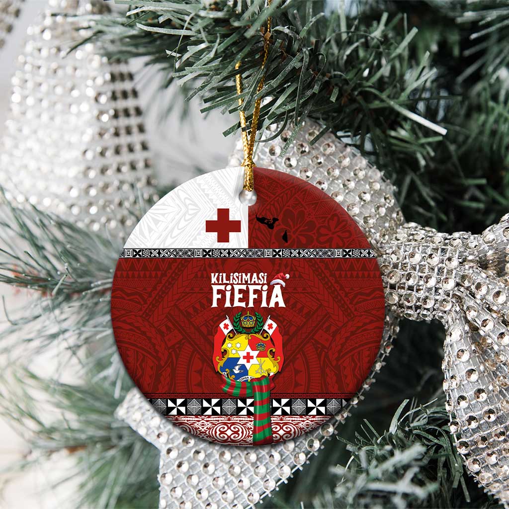 Tongan Christmas Ceramic Ornament Kilisimasi Fiefia with Ngatu Art Tattoo