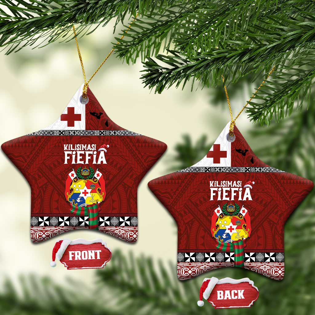 Tongan Christmas Ceramic Ornament Kilisimasi Fiefia with Ngatu Art Tattoo