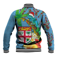 Fijians Iguana Tagimoucia Christmas Baseball Jacket Christmas Palm Tree and Hibiscus LT03 - Polynesian Pride
