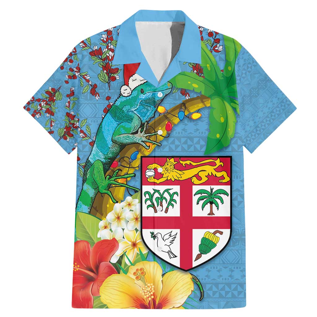 Fijians Iguana Tagimoucia Christmas Family Matching Mermaid Dress and Hawaiian Shirt Christmas Palm Tree and Hibiscus