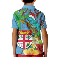 Fijians Iguana Tagimoucia Christmas Kid Polo Shirt Christmas Palm Tree and Hibiscus LT03 - Polynesian Pride