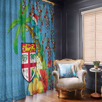 Fijians Iguana Tagimoucia Christmas Window Curtain Christmas Palm Tree and Hibiscus