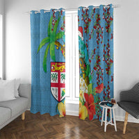 Fijians Iguana Tagimoucia Christmas Window Curtain Christmas Palm Tree and Hibiscus