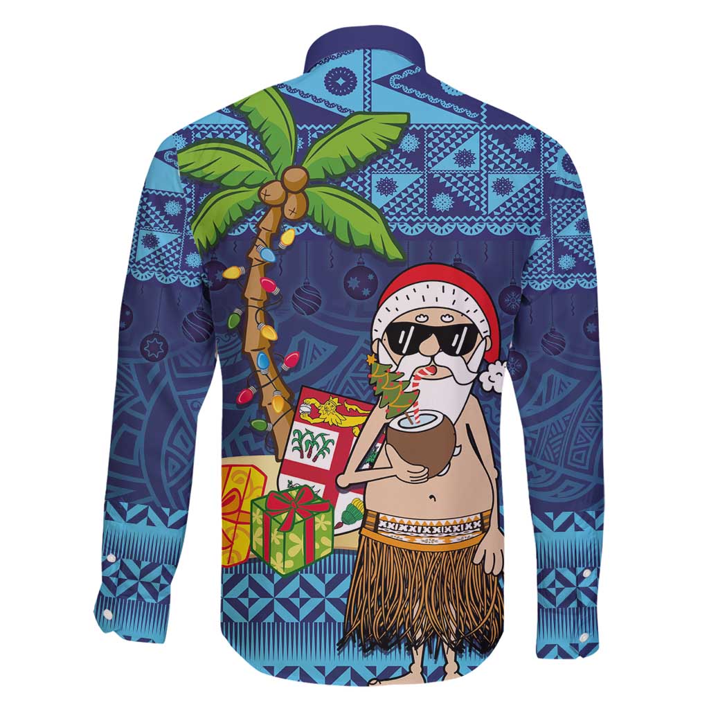 The Funny Santa Wears Sulu Christmas Family Matching Tank Maxi Dress and Hawaiian Shirt Fijian Christmas Palm Tree With Masi Art Tattoo