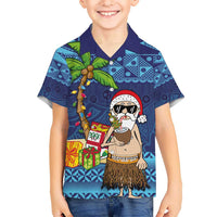 The Funny Santa Wears Sulu Christmas Hawaiian Shirt Fijian Christmas Palm Tree With Masi Art Tattoo