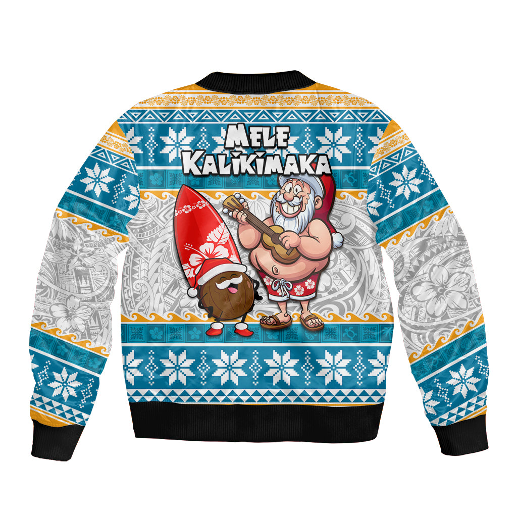 Hawaii Mele Kalikimaka Bomber Jacket Funny Santa and Coconut Mix Kakau Pattern LT03 - Polynesian Pride