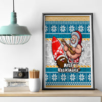 Hawaii Mele Kalikimaka Canvas Wall Art Funny Santa and Coconut Mix Kakau Pattern LT03 - Polynesian Pride