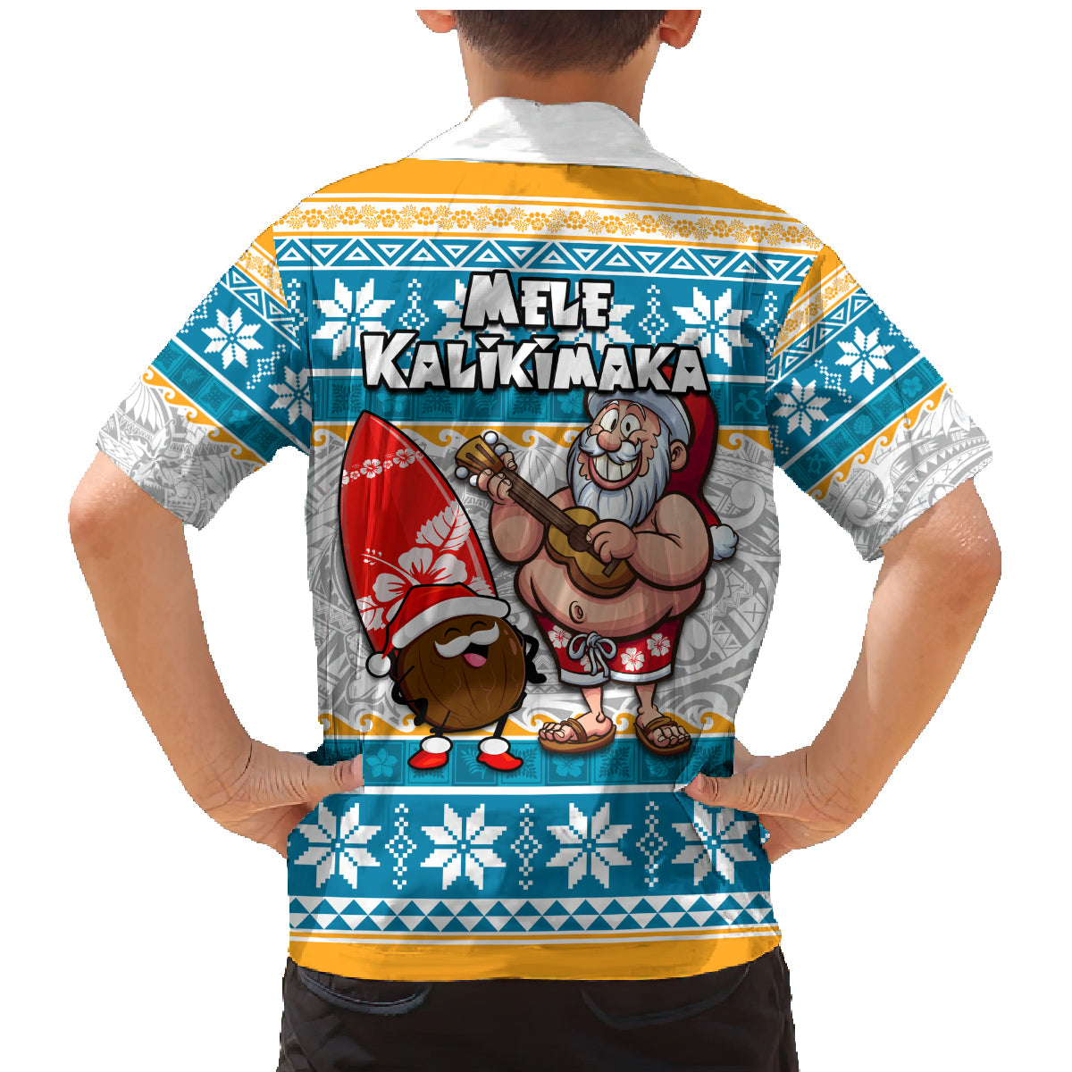 Hawaii Mele Kalikimaka Family Matching Mermaid Dress and Hawaiian Shirt Funny Santa and Coconut Mix Kakau Pattern LT03 - Polynesian Pride