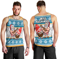 Hawaii Mele Kalikimaka Men Tank Top Funny Santa and Coconut Mix Kakau Pattern LT03 - Polynesian Pride