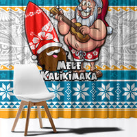 Hawaii Mele Kalikimaka Window Curtain Funny Santa and Coconut Mix Kakau Pattern LT03 - Polynesian Pride