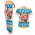Custom Hawaii Mele Kalikimaka Couples Matching Tank Maxi Dress and Hawaiian Shirt Funny Santa and Coconut Mix Kakau Pattern LT03 Blue - Polynesian Pride
