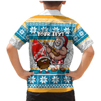 Custom Hawaii Mele Kalikimaka Family Matching Mermaid Dress and Hawaiian Shirt Funny Santa and Coconut Mix Kakau Pattern LT03 - Polynesian Pride