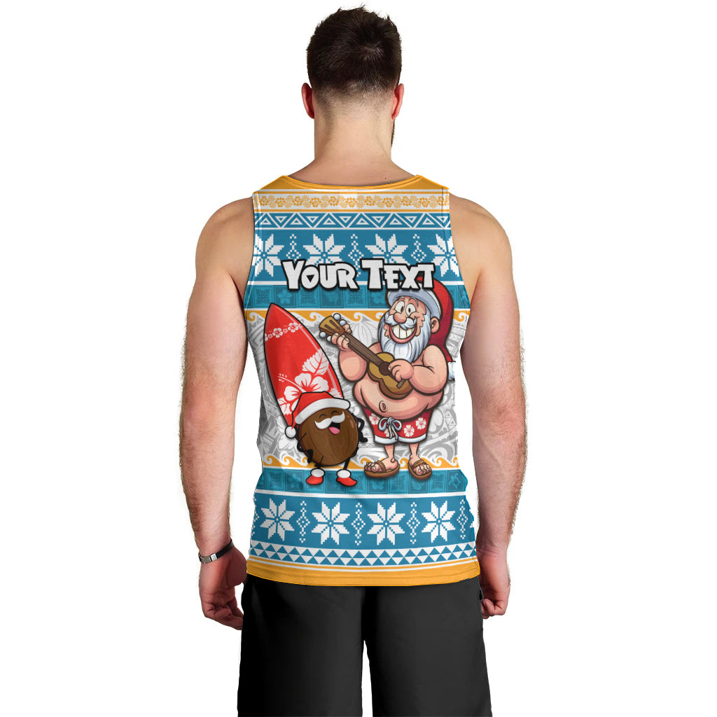Custom Hawaii Mele Kalikimaka Men Tank Top Funny Santa and Coconut Mix Kakau Pattern LT03 - Polynesian Pride