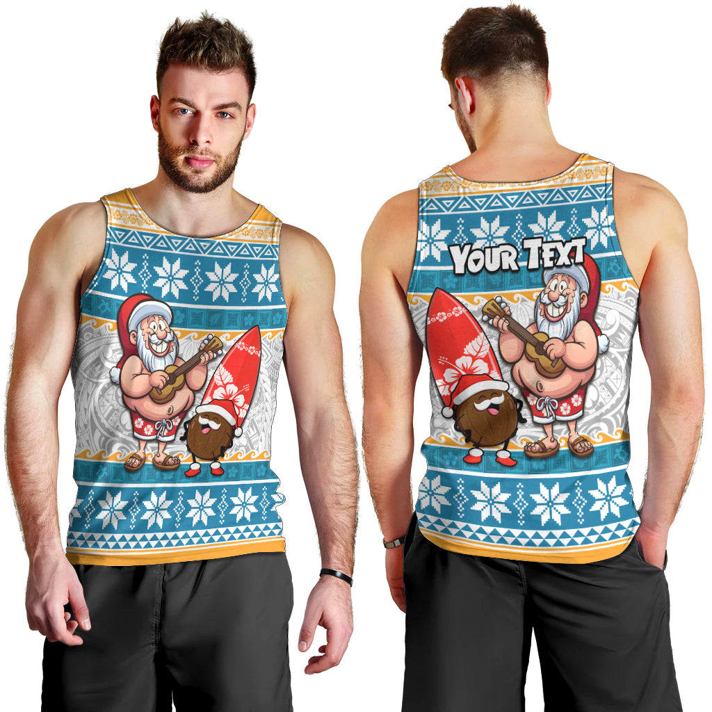Custom Hawaii Mele Kalikimaka Men Tank Top Funny Santa and Coconut Mix Kakau Pattern LT03 - Polynesian Pride