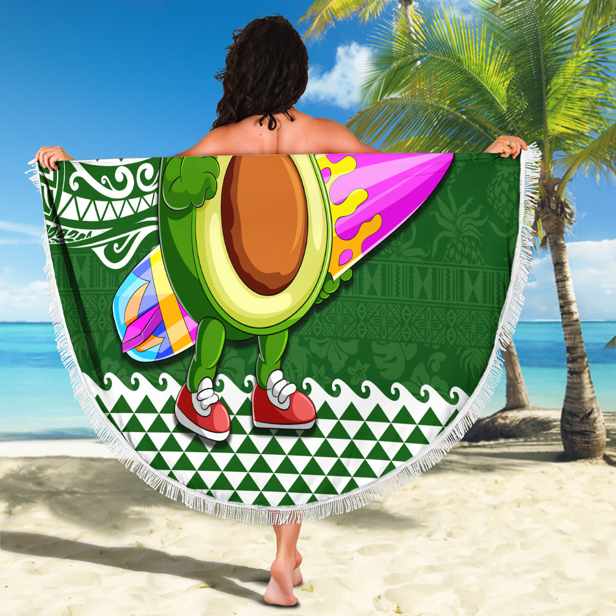 Hawaii Beach Blanket Aloha Funny Avocado Mix Kakau Hawaiian Tribal LT03 - Polynesian Pride