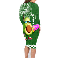 Hawaii Family Matching Long Sleeve Bodycon Dress and Hawaiian Shirt Aloha Funny Avocado Mix Kakau Hawaiian Tribal LT03 - Polynesian Pride