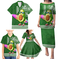 Hawaii Family Matching Puletasi Dress and Hawaiian Shirt Aloha Funny Avocado Mix Kakau Hawaiian Tribal LT03 - Polynesian Pride