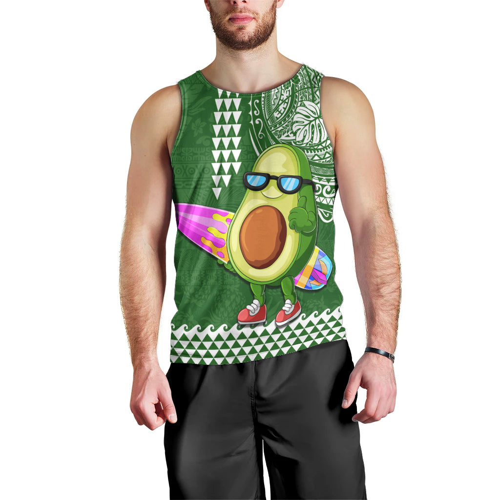 Hawaii Men Tank Top Aloha Funny Avocado Mix Kakau Hawaiian Tribal LT03 - Polynesian Pride