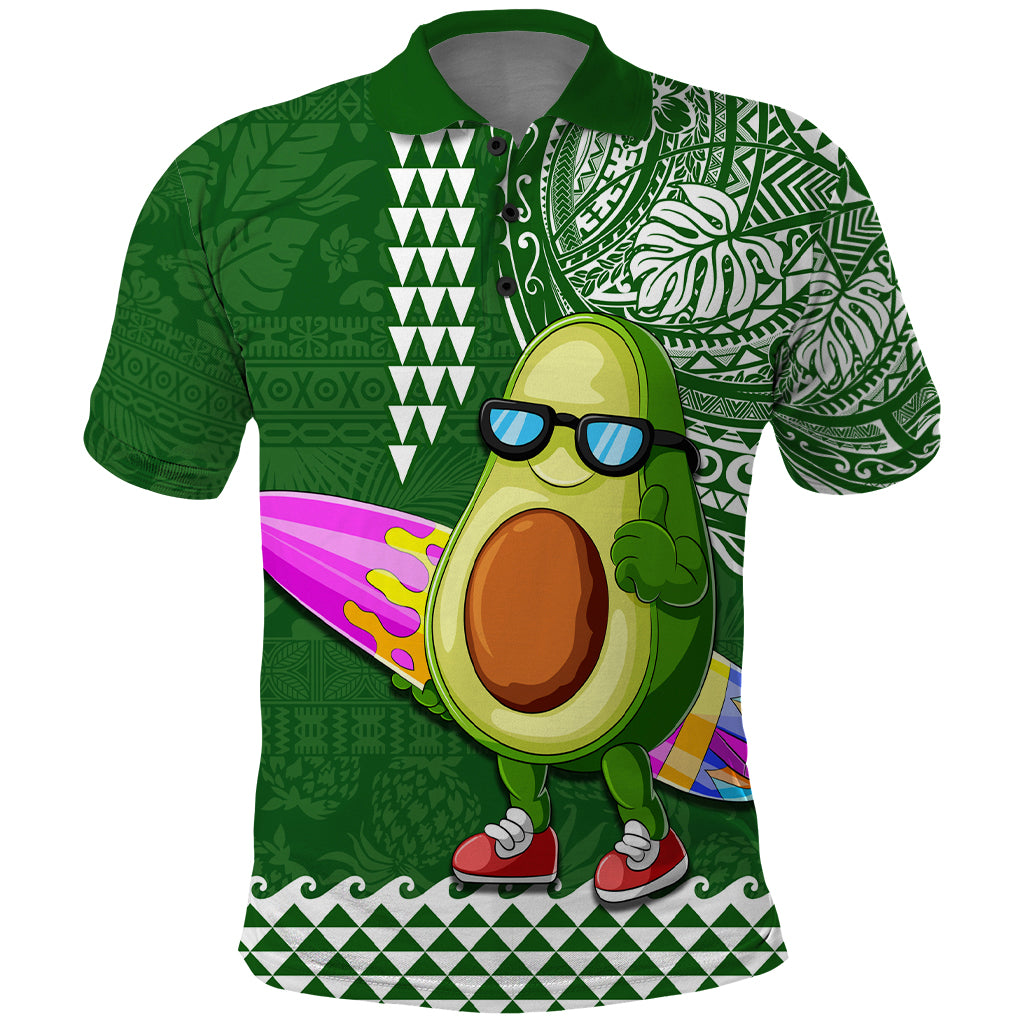 Hawaii Polo Shirt Aloha Funny Avocado Mix Kakau Hawaiian Tribal LT03 Green - Polynesian Pride