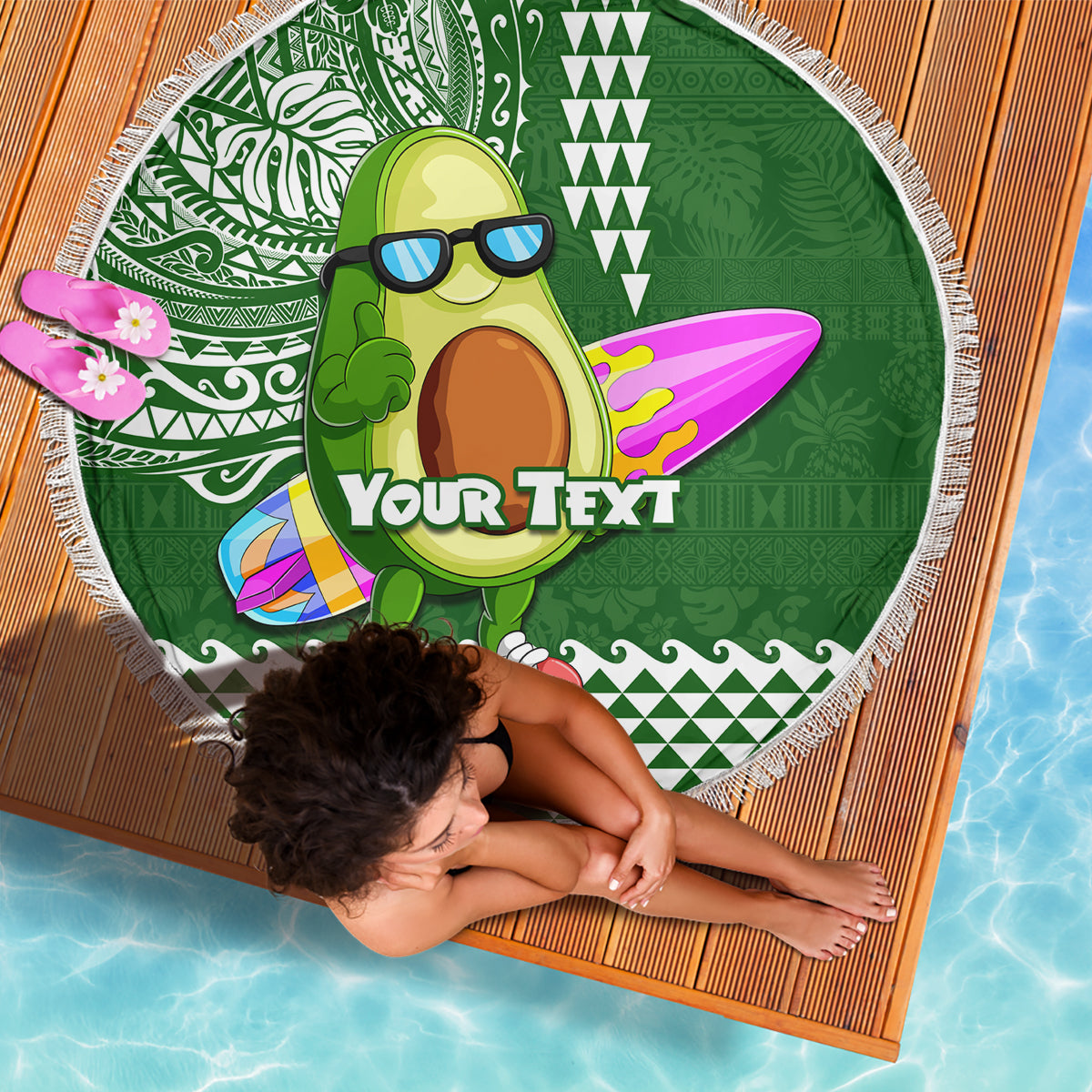 Aloha Avocado Funny Fruits Custom Beach Blanket Mix Hawaiian Kakau Tribal LT03 - Polynesian Pride