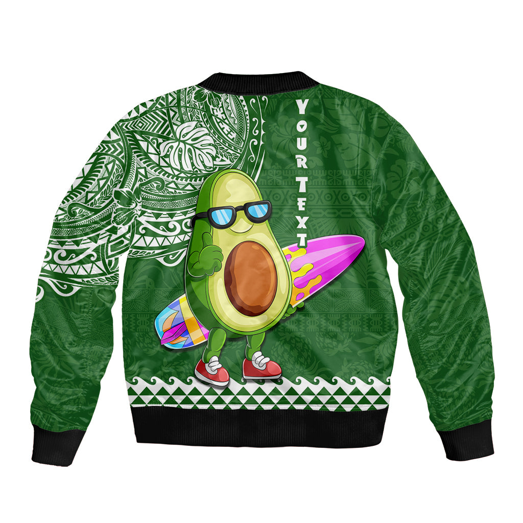 Aloha Avocado Funny Fruits Custom Bomber Jacket Mix Hawaiian Kakau Tribal LT03 - Polynesian Pride