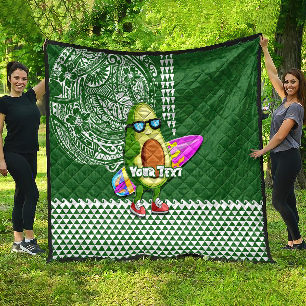 Aloha Avocado Funny Fruits Custom Quilt Mix Hawaiian Kakau Tribal LT03 - Polynesian Pride