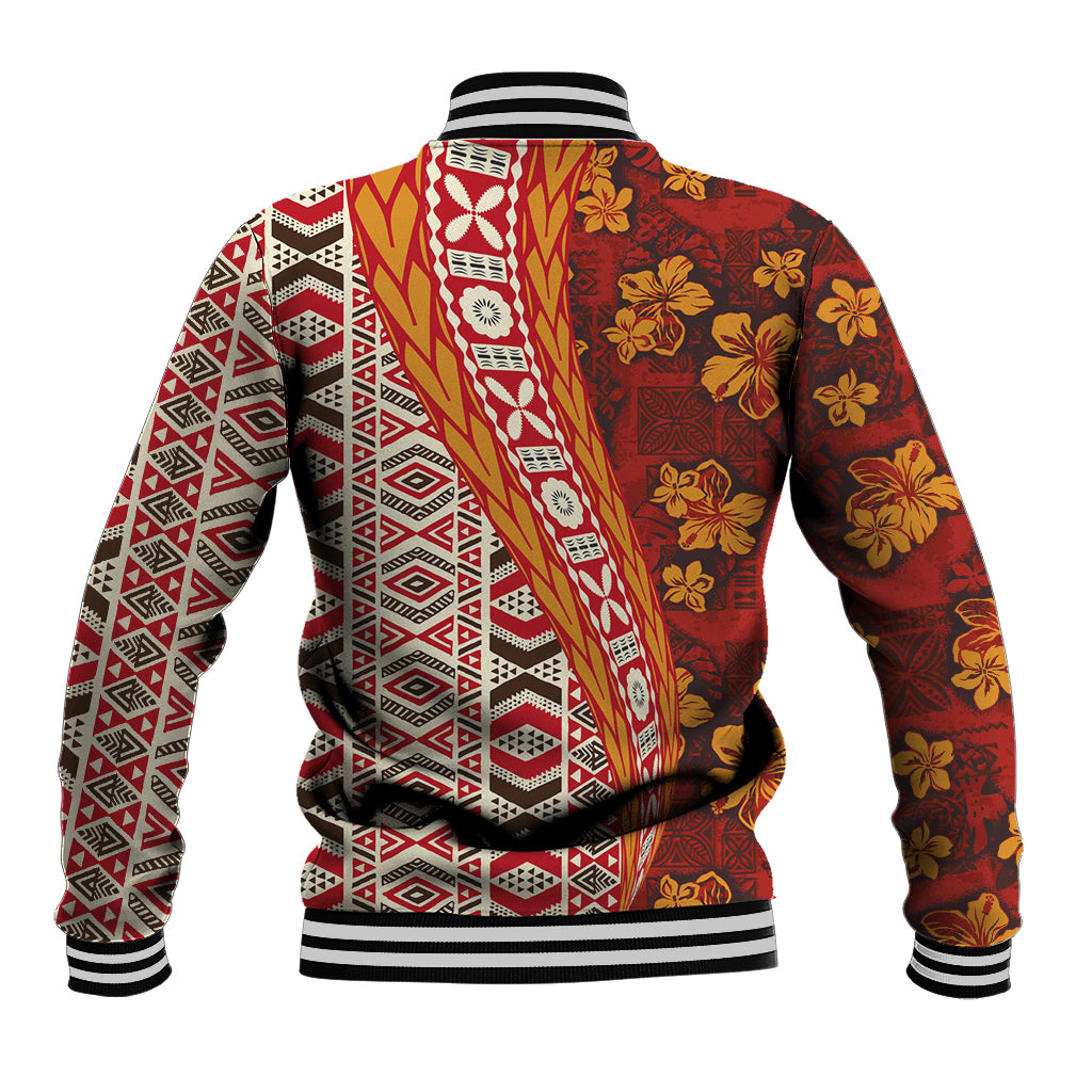 Hawaii Native Tapa Elements and Hibiscus Flowers Baseball Jacket LT03 - Polynesian Pride