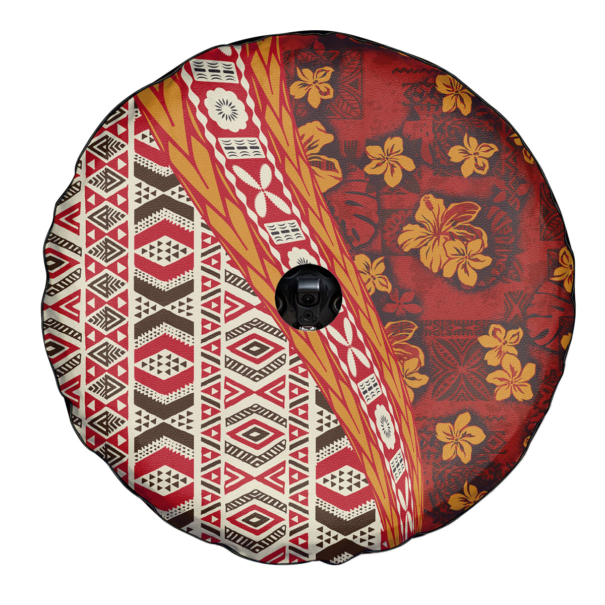 Hawaii Native Tapa Elements and Hibiscus Flowers Spare Tire Cover LT03 - Polynesian Pride