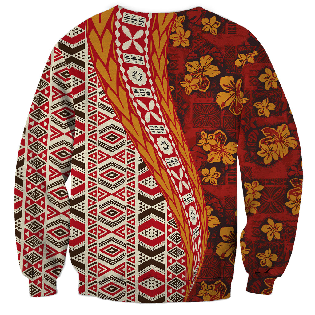 Hawaii Native Tapa Elements and Hibiscus Flowers Sweatshirt LT03 - Polynesian Pride