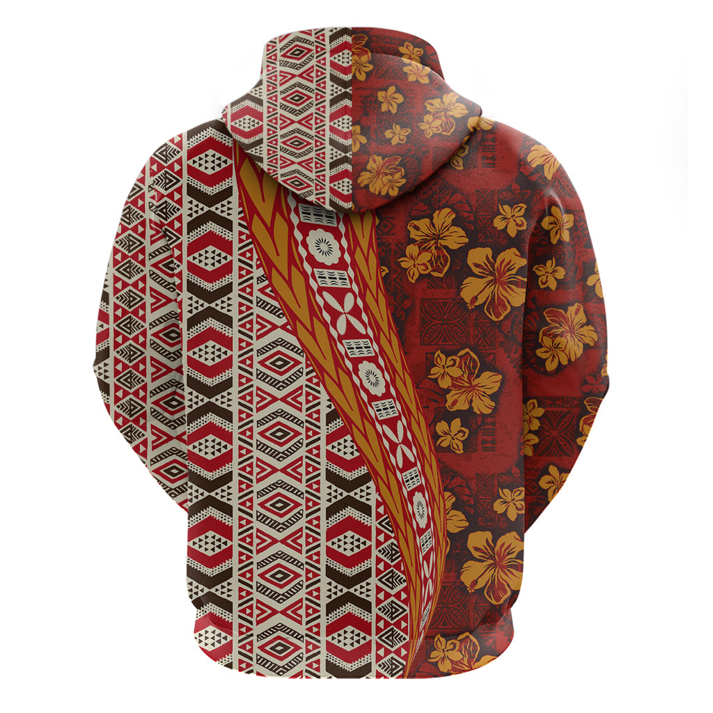 Hawaii Native Tapa Elements and Hibiscus Flowers Zip Hoodie LT03 - Polynesian Pride