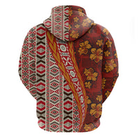 Hawaii Native Tapa Elements and Hibiscus Flowers Zip Hoodie LT03 - Polynesian Pride
