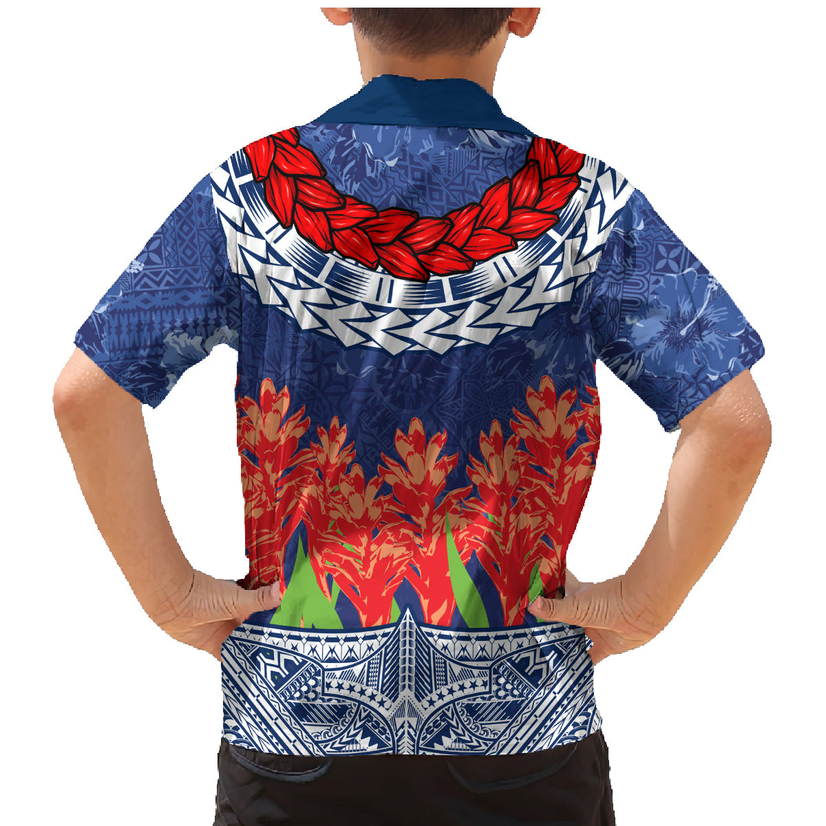 Samoan Tapa Family Matching Mermaid Dress and Hawaiian Shirt Ula Fala and Teuila Flower LT03 - Polynesian Pride