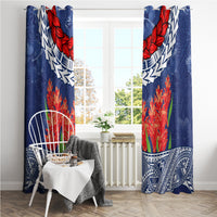 Samoan Tapa Window Curtain Ula Fala and Teuila Flower LT03 - Polynesian Pride
