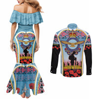 Royal New Zealand Air Force ANZAC Day Couples Matching Mermaid Dress and Long Sleeve Button Shirt Te Tauaarangi o Aotearoa LT03 - Polynesian Pride
