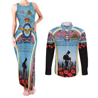 Royal New Zealand Air Force ANZAC Day Couples Matching Tank Maxi Dress and Long Sleeve Button Shirt Te Tauaarangi o Aotearoa LT03 Blue - Polynesian Pride