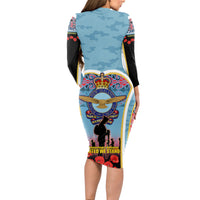 Royal New Zealand Air Force ANZAC Day Long Sleeve Bodycon Dress Te Tauaarangi o Aotearoa LT03 - Polynesian Pride
