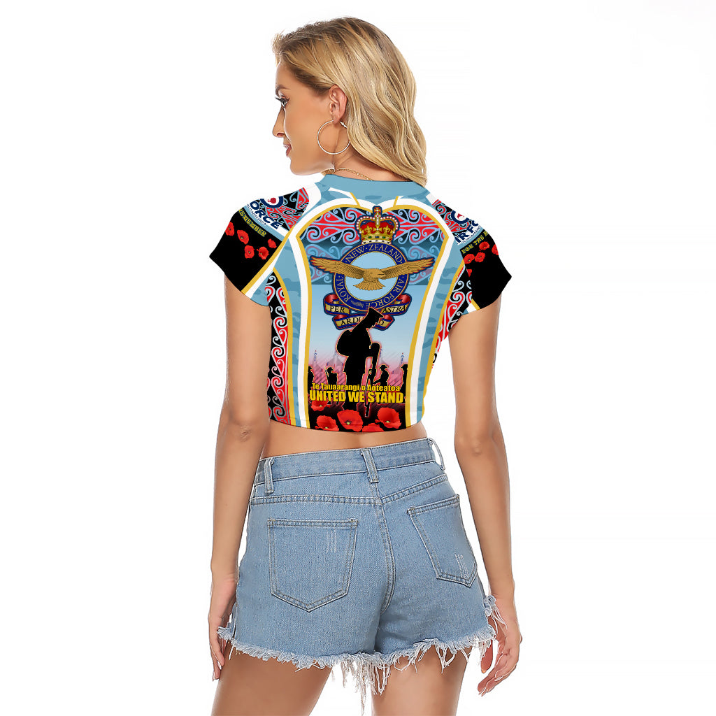 Royal New Zealand Air Force ANZAC Day Raglan Cropped T Shirt Te Tauaarangi o Aotearoa LT03 - Polynesian Pride