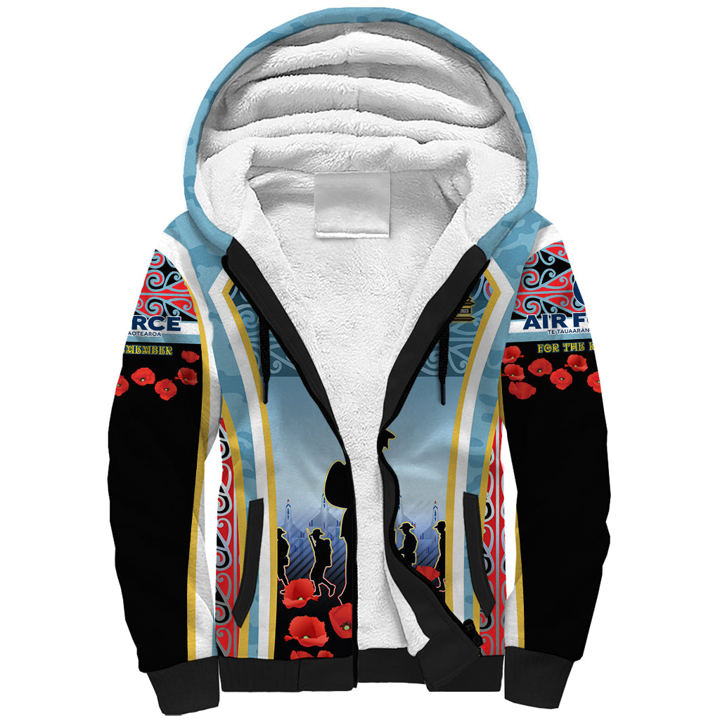 Royal New Zealand Air Force ANZAC Day Sherpa Hoodie Te Tauaarangi o Aotearoa LT03 Unisex Blue - Polynesian Pride