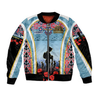Royal New Zealand Air Force ANZAC Day Sleeve Zip Bomber Jacket Te Tauaarangi o Aotearoa LT03 Unisex Blue - Polynesian Pride