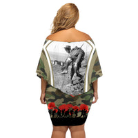 New Zealand and Australia ANZAC Day Family Matching Off Shoulder Short Dress and Hawaiian Shirt Koala and Kiwi Bird Soldier Gallipoli Camouflage Style LT03 - Polynesian Pride