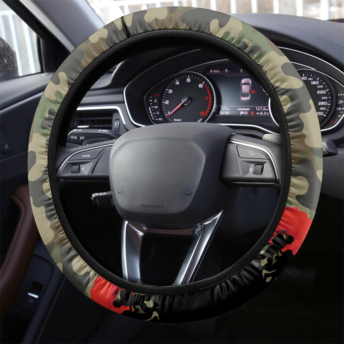 New Zealand and Australia ANZAC Day Steering Wheel Cover Koala and Kiwi Bird Soldier Gallipoli Camouflage Style LT03 - Polynesian Pride