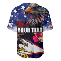 United States and American Samoa Baseball Jersey Bald Eagle Rose and Hibiscus Flower
