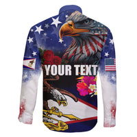 United States and American Samoa Family Matching Short Sleeve Bodycon Dress and Hawaiian Shirt Bald Eagle Rose and Hibiscus Flower