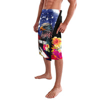 United States and American Samoa Lavalava Bald Eagle Rose and Hibiscus Flower