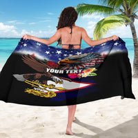 Personalised United States and American Samoa Sarong Bald Eagle Rose and Hibiscus Flower LT03 - Polynesian Pride