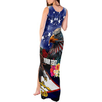 United States and American Samoa Tank Maxi Dress Bald Eagle Rose and Hibiscus Flower