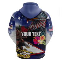 United States and American Samoa Zip Hoodie Bald Eagle Rose and Hibiscus Flower