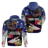 United States and American Samoa Zip Hoodie Bald Eagle Rose and Hibiscus Flower